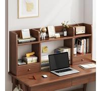 Petite Étagère De Bureau - Bibliothèque De Table Autoportante Avec Tiroirs, DIY Étagère Livre Bibliothèque Organisateur De Bureau À Poser, D'ordinateur En Bois Étagère De Rangement(Brown,100*16*52cm)