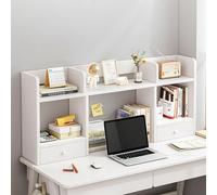 Petite Étagère De Bureau - Bibliothèque De Table Autoportante Avec Tiroirs, DIY Étagère Livre Bibliothèque Organisateur De Bureau À Poser, D'ordinateur En Bois Étagère De Rangement(White,80*16*52cm)