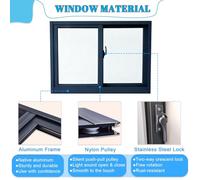 Petite fenêtre coulissante for sous-sol, fenêtres anti-tempête en aluminium, hauteurs disponibles : 18, 24, 30, 36, 40, 50 et 60 pouces(WxH 18x60 in/45x150cm)