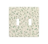 Petite feuille vert sauge enroulant sur la crème Double bande à bascule Plaque murale Décoration d'interrupteur Taille standard - 11,4 x 11,4 cm