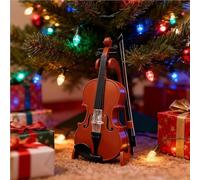 Petite Figurine de Violon jouable, Le Plus Petit Violon du Monde avec Son Histoire de sanglot, Mini réplique d'instrument de Musique avec Archet et étui(3.94"x1.57"x0.63")
