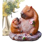 Petite figurine décorative de Capibara, statuette en résine miniature pour jardin, statues de jardin en résine réaliste, accessoires décoratifs pour voiture, bureau et salon