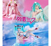 Petite figurine mignonne de fille, produits dérivés d'anime, cadeau pour otaku, cadeau de Noël, décoration de chambre Sakura assis,Anneau de natation,Service de printemps,Coussin décontracté,Position 