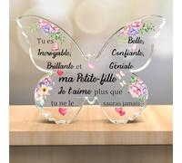 Petite-fille Acrylique Plaque Ornements Papillon Femmes Cadeaux Anniversaire Bureau Signe Apprécier Noël Décoration Maison Obtention du Diplôme Rappel Famille Jour Je T’aime Souvenirs Fleurs