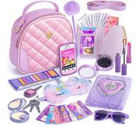 Petite Fille Sac À Main Avec Accessoires, Mon Premier Ensemble De Sac À Main -Jouer Maquillage Journal Masque Pour Les Yeux Portefeuille Jouet Téléphone Clés Lunettes De Soleil, Licorne Jouet 3+ Ans
