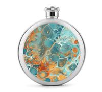 Petite fiole à whisky portable en acier inoxydable anti-fuite pour fête de mariage, témoin d'honneur, cadeau de demoiselle d'honneur, orange et turquoise, 140 ml