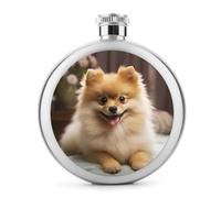 Petite fiole à whisky portable en acier inoxydable avec motif chien de Poméranie pour fête de mariage, témoin d'honneur, cadeau de demoiselle d'honneur - 150 ml