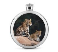 Petite fiole à whisky portable en acier inoxydable avec motif léopard africain sur rocher, pour fête de mariage, témoin d'honneur, cadeau de demoiselle d'honneur - 140 ml
