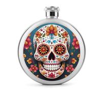 Petite flasque à whisky colorée en forme de crâne en sucre - Bouteille de voyage portable en acier inoxydable anti-fuite pour fête de mariage, témoin d'honneur, cadeau de demoiselle d'honneur - 150 ml