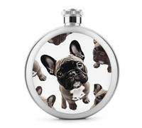 Petite flasque à whisky en forme de bouledogue français, bouteille de voyage portable, en acier inoxydable, anti-fuite, pour fête de mariage, témoin d'honneur, cadeau de demoiselle d'honneur - 150 ml