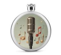Petite flasque à whisky portable avec microphone et note de musique, en acier inoxydable, anti-fuite, pour fête de mariage, témoin d'honneur, cadeau de demoiselle d'honneur - 150 ml
