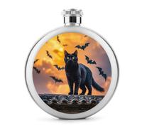 Petite flasque à whisky portable en acier inoxydable avec inscription « The Black Cat Is Pacing on The Roof » - Pour fête de mariage, témoin d'honneur, demoiselle d'honneur - 140 ml
