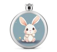Petite flasque à whisky portable en acier inoxydable avec motif de lapin de dessin animé, pour fête de mariage, témoin d'honneur, cadeau de demoiselle d'honneur - 140 ml