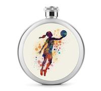 Petite flasque à whisky portable en acier inoxydable avec motif fille de basket-ball, bouteille anti-fuite pour fête de mariage, témoin d'honneur, cadeau de demoiselle d'honneur - 140 ml
