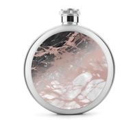 Petite flasque à whisky portable en acier inoxydable - Couleur marbre - Or rose - Anti-fuite - Pour fête de mariage, témoin d'honneur - 140 ml