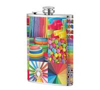 Petite flasque colorée en acier inoxydable antirouille et étanche avec toucher délicat et doux, scellée avec couvercle à vis et durable, et enveloppée de cuir synthétique à l'extérieur. 236,8 g