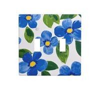 Petite fleur bleue double interrupteur à bascule plaque murale décoration taille standard - 11,4 x 11,4 cm