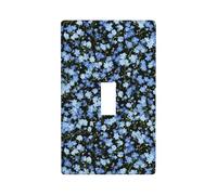 Petite fleur bleue sur interrupteur noir décoratif à bascule simple plaque murale pour cuisine, ferme, chambre à coucher, salle de bain