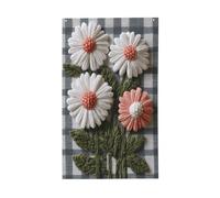 Petite fleur brodée sur des drapeaux de maison de cour à carreaux, bannière de vœux de saison avec œillets, décoration d'intérieur et d'extérieur