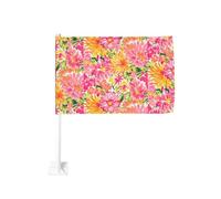 Petite fleur jaune rose et orange drapeau de voiture extérieur fenêtre clip 30 x 45 cm double face décoration de voiture