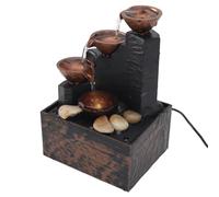 Petite Fontaine à Eau, Mini Fontaine Alimentée par USB pour la Richesse et la prospérité, Lumière LED pour Décoration de Bureau, Lumière Jaune LED