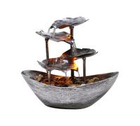 Petite Fontaine De Cascade Intérieure - Fountaine De Bureau À Plusieurs Niveaux À Feuilles De Tranquille Avec Interrupteur De Puissance, Élégant Caractéristique De L'eau Compacte | Décor De Mais