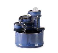 Petite Fontaine de Table, Dispositif Circulation d'eau en céramique, Ornements décoratifs créatifs Cascade for Bureau, Salon et(Without Atomizer)