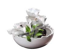 Petite Fontaine d'intérieur de Table, décoration Cascade, Ornements d'eau créatifs en céramique avec Boule Cristal(Without Atomizer)