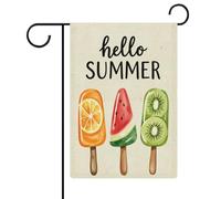 Petite Glace Bonjour L'Été Drapeau De Cour 30X45Cm Bannières Durable Double Face Drapeaux De Jardin Pour Toutes Les Saisons Plage Intérieure