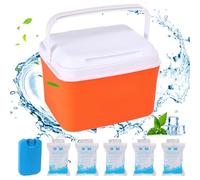 Petite glacière Rigide, Mini glacière isolée de 5 pintes avec poignées, Petite Portable pour Pique-Nique sur la Plage, Camping, boîte à déjeuner et Combo, Orange