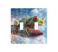 Petite grenouille arboricole volant à travers le ciel Double Gang Plaque murale Décoration d'interrupteur Taille standard - 11,4 x 11,4 cm