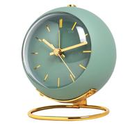 Petite horloge de bureau avec veilleuse, horloge de table silencieuse sans tic-tac, réveil rétro alimenté par batterie, décoration esthétique pour chevet/chambre/cuisine/bureau, réveil rétro vert peti