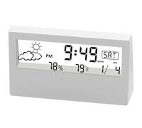 Petite horloge numérique à piles,réveil de,horloge de bureau, réveil esthétique LCD transparent, horloge de bureau avec température, humidité, heure, date pour salon, bureau, chambre à coucher