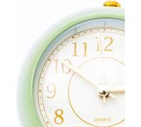 Petite horloge ronde Base circulaire Résistance à la corrosion Quartz silencieux Réveil de chevet avec veilleuse pour chambre à coucher École Vert olive