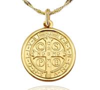 Petite Juliette Joyas Pendentif médaille de Saint Benoît pour femme en argent sterling véritable Benoît de Nursie collier religieux protecteur Pendentif réversible amulette Médaille Saint Judas