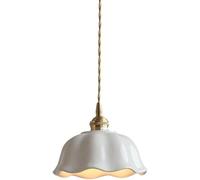 Petite lampe à suspension de chevet en céramique blanche en laiton, suspension décorative moderne et simple de ferme, luminaire suspendu rustique, lustre minimaliste,Lumière de chandelier