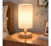 Petite lampe de table de lit tactile sans fil à régulation continue, veilleuse alimentée par batterie avec ombre en tissu de lin, lampe de bureau sans fil minimaliste pour