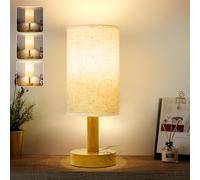 Petite lampe de table de lit tactile sans fil à régulation continue, veilleuse alimentée par batterie avec ombre en tissu de lin, lampe de bureau sans fil minimaliste pour