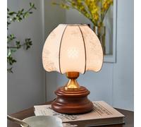 Petite lampe de table en bois noir avec abat-jour en forme de fleur, lampe de table du milieu du siècle, lampe de chevet de ferme rétro, lampe de bureau rustique vintage pour salon, chambre à coucher,
