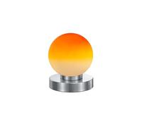 Petite lampe de table tactile - Hauteur : 15 cm - Boule en verre orange - Base argentée