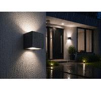 Petite Lampe Extérieure LED Up Down IP54 Anthracite Carrée Maison Balcon