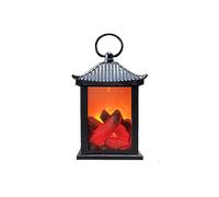 Petite lanterne au coin du feu confortable cheminée traditionnelle réaliste effet de flamme style charbon lampe de table LED intérieur extérieur (8,4 x 8,4 x 16,8 cm)