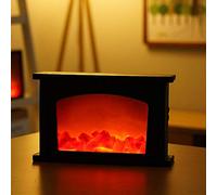 Petite lanterne de cheminée traditionnelle confortable, faite de lampe de table LED de style charbon de bois avec effet de flamme de feu de bois réaliste, convient à l'intérieur et à l'extérieur