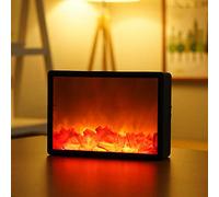 Petite lanterne de cheminée traditionnelle confortable, faite de lampe de table LED de style charbon de bois avec effet de flamme de feu de bois réaliste, convient à l'intérieur et à l'extérieur