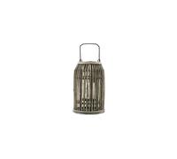 Petite lanterne en rotin beige, avec verre, structure en métal - House Doctor, Ova - 20x20x32 cm