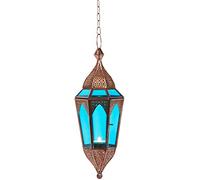 Petite Lanterne marocaine décorative Lalita bleu 41cm | Photophore marocain pour l’extérieur au jardin ou l’intérieur sur la table | Lanternes pour bougie | décoration de maison orientale