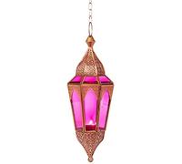 Petite Lanterne Marocaine décorative Lalita Rose 41cm | Photophore marocain pour l’extérieur au Jardin ou l’intérieur sur la Table | Lanternes pour Bougie | décoration de Maison Orientale