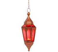 Petite Lanterne marocaine décorative Lalita rouge 41cm | Photophore marocain pour l’extérieur au jardin ou l’intérieur sur la table | Lanternes pour bougie | décoration de maison orientale