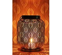Petite Lanterne Marocaine en métal Baghira 26cm Noir | Photophore marocain pour l'extérieur au Jardin ou l'intérieur sur la Table | Lanternes pour Bougie | décoration de Maison Orientale