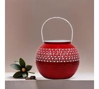 Petite Lanterne Marocaine en métal Bamika 20cm Rouge | Photophore marocain pour l'extérieur au Jardin ou l'intérieur sur la Table | Lanternes pour Bougie | décoration de Maison Orientale